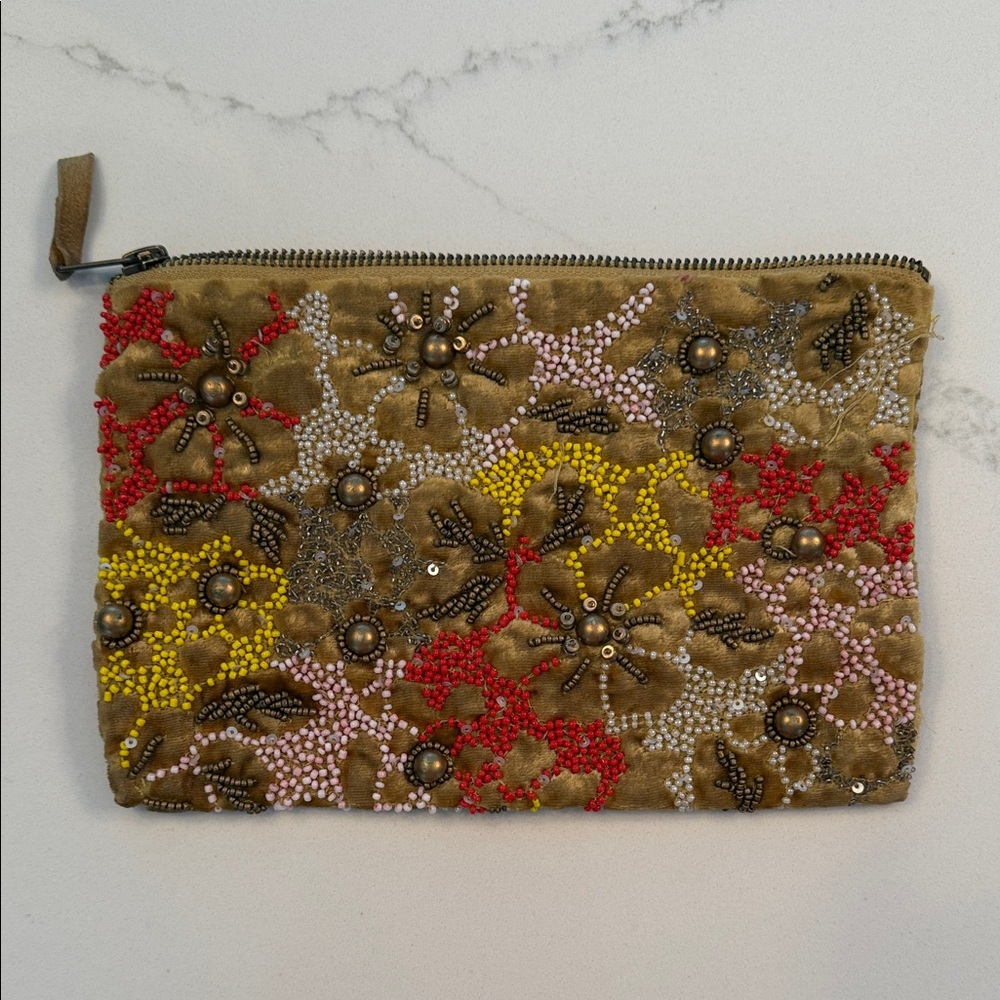 Floral Beaded Clutch in Red, Yellow, and Pink